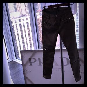 Zara Chrome leather pants with zippers